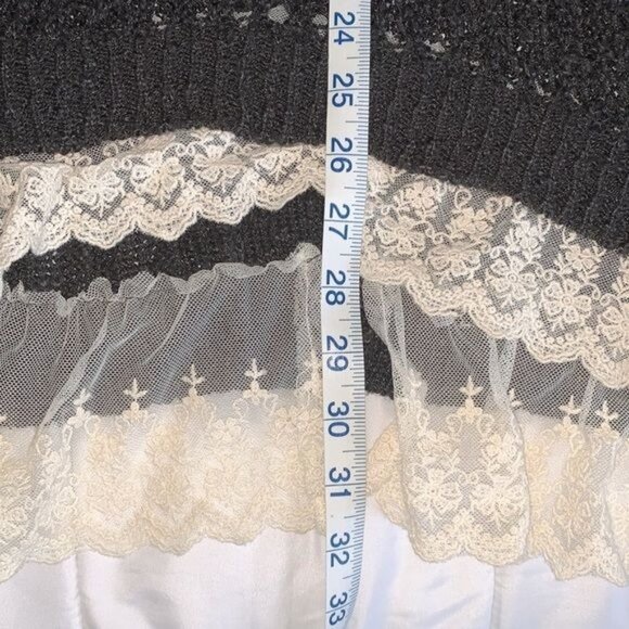 Arizona Jeans Black Knit Lace Hem Cardigan Sweater XXL - Picture 8 of 9